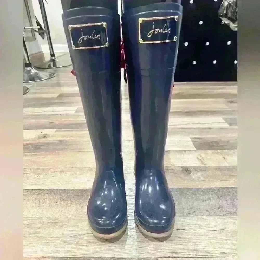 Evedon Premium Rain Boots - Joules women size 5 Wellies with bow - Picture 3 of 7